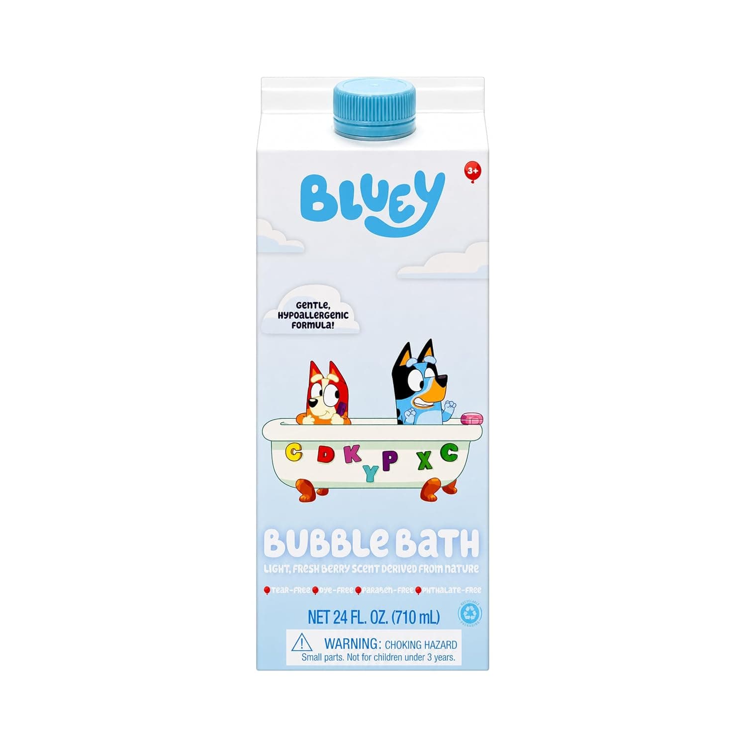 Bluey Bubble Bath for Toddlers and Kids 3+, Fresh Berry Scent, Tear Free | Dye, Paraben, Phthalate-Free | Hypoallergenic | 24 oz/ 710 ml