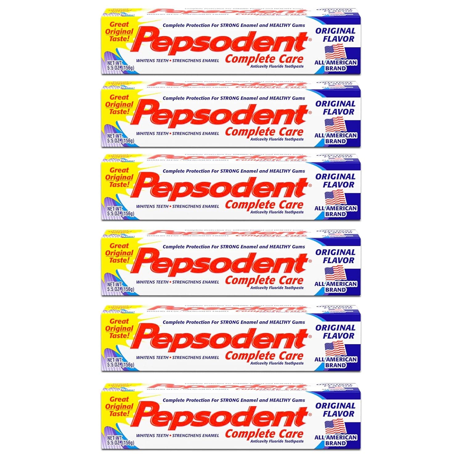 Pepsodent Complete Care Toothpaste Original Flavor 5.5 oz (Pack of 6)