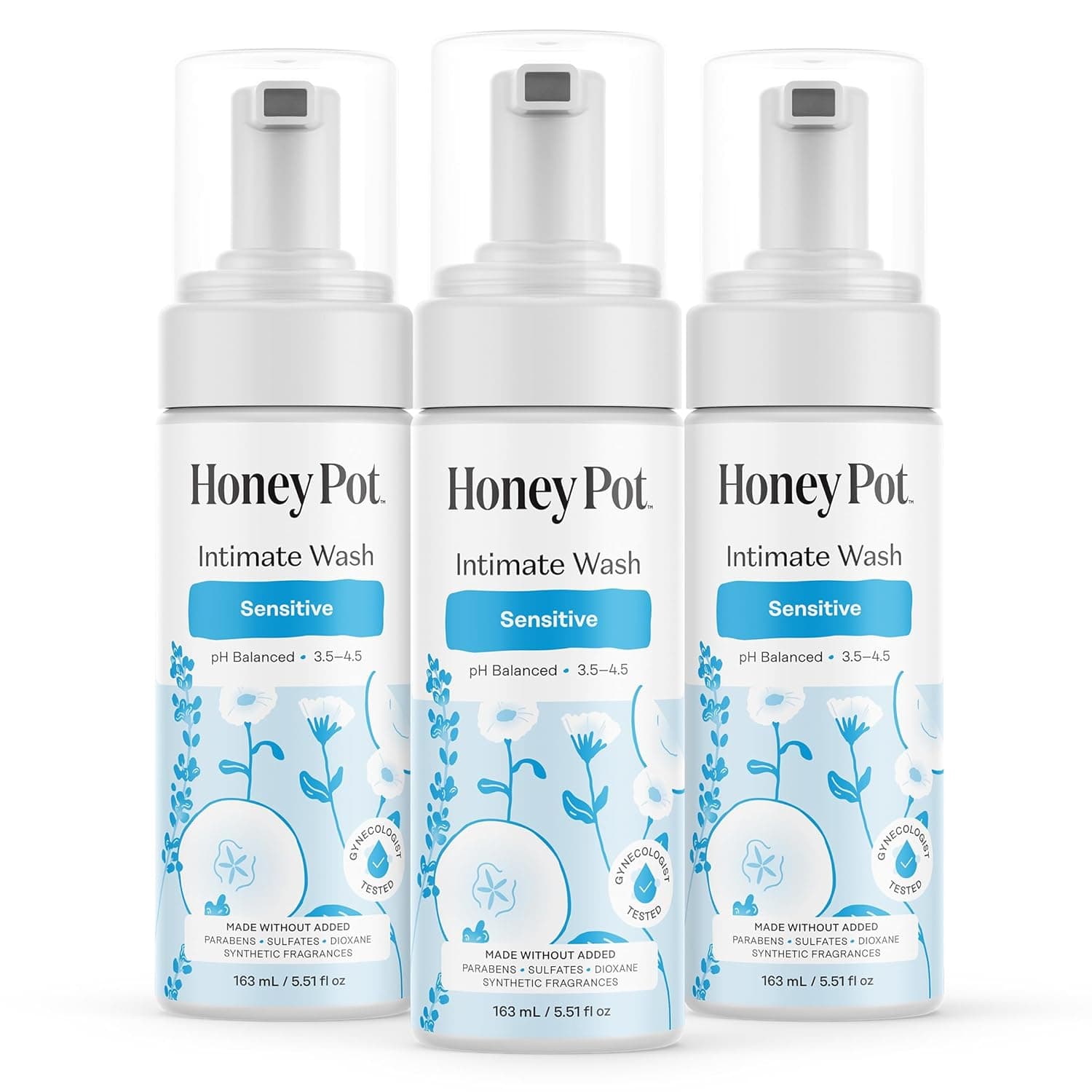 The Honey Pot Company - Sensitive Feminine Wash - Herbal Infused - PH Balanced Plant Based Natural Hygiene Products - 5.51 Fluid Oz (Pack 3)